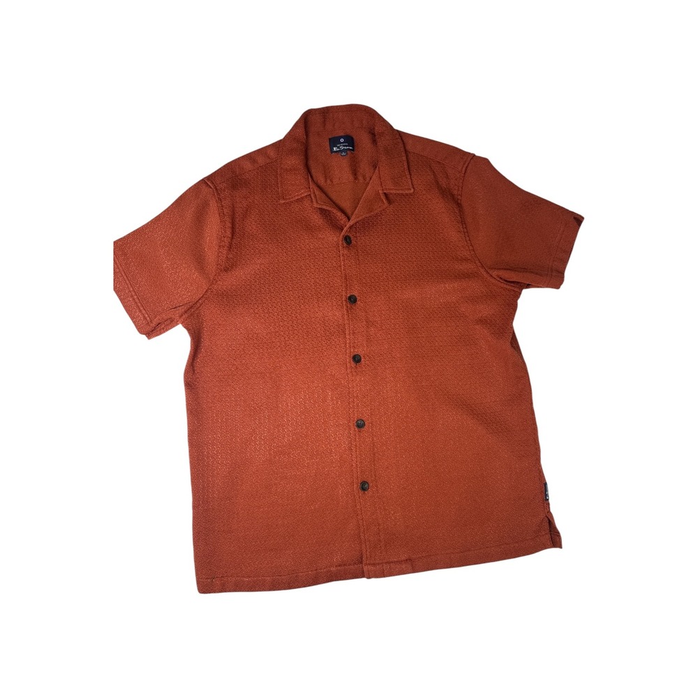Ben Sherman Shirt Mens Large Orange Excellent Vintage Preppy Short Sleeve Button - Picture 2 of 7